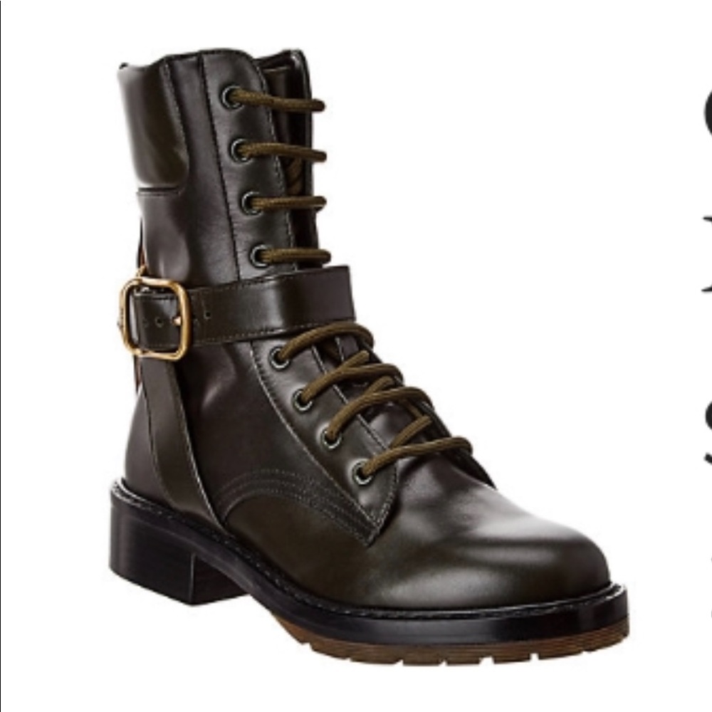 Chloe Diane Buckle Leather Combat Boot Gently Loved Size 7 W/Dust Bags and Box💎